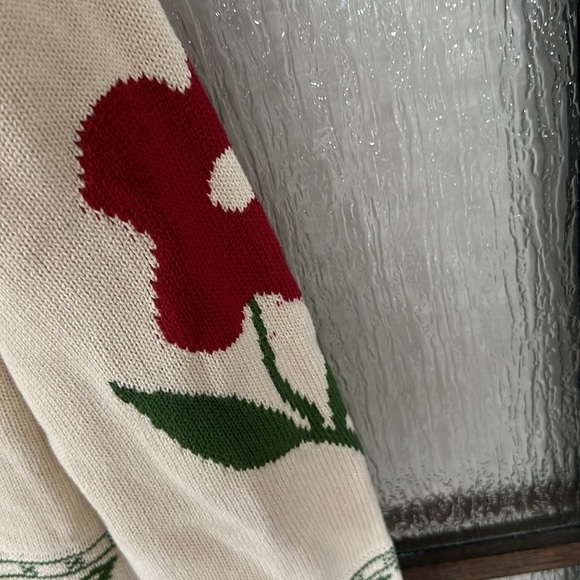 Free People Profound Floral Knit Paisley Distressed Sweater Ivory Size XS Y2K - Picture 10 of 10